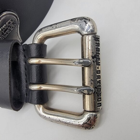 Vintage Harley Davidson Leather Belt W/ Buckle Sz 30‎ Studded Spades Logo 2005 main image 4